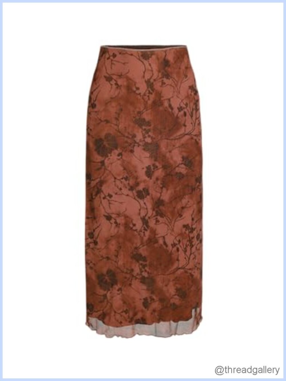 High Waist Mesh Floral Midi Skirt | Boho Grunge Fall Outfit